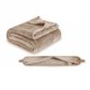 2 in 1 U-shaped Pillow and Blanket Flannel Space-saving Travel Pillow and Blanket Set Folding Solid Color Throw Blanket