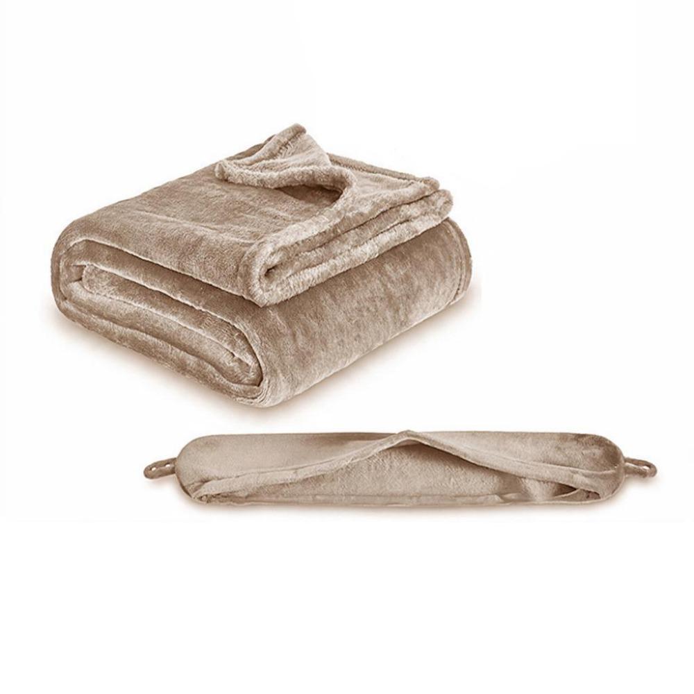 2 in 1 U-shaped Pillow and Blanket Flannel Space-saving Travel Pillow and Blanket Set Folding Solid Color Throw Blanket