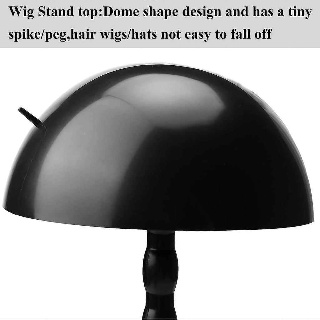 2 PCS Wig Stand 14.1 Inches Portable Wig Holder Plastic Hat Display Wig Head Mushroom Top for Multiple Wigs (Black Rose Red)