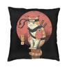 Funny Catana Feline Cat Cushion Cover 35x35 cm Japanese Samurai Cat Dog Throw Pillow Cases Decoration Salon Sofa Chair Pillows