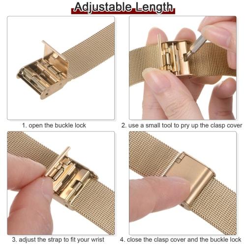 uxcell Pulseira de Malha de Aço Inoxidável 316L, 15mm Liberação Rápida Ajustável Pulseira de Metal para Homens e Mulheres, Preto