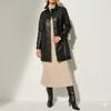 Damen Stylischer Lammleder Echter Handgemachter Schwarzer Trenchcoat Lässige Passform