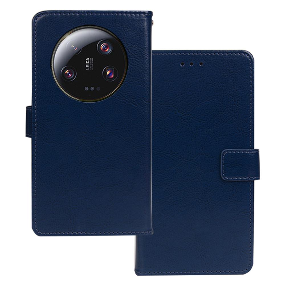 

IDEWEI For Xiaomi 13 Ultra PU Leather Phone Cover Crazy Horse Texture Case with Stand Wallet Blue