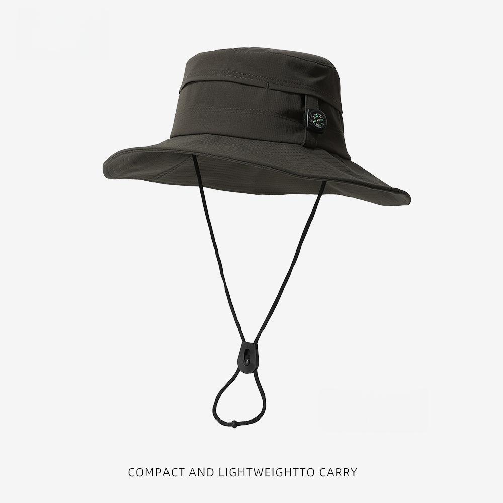 

Outdoor Fishing Hat with Compass Wide Brim Sun Protection Boonie Hat Lightweight Breathable Safari Summer Cap for Men Women армія зелений колір