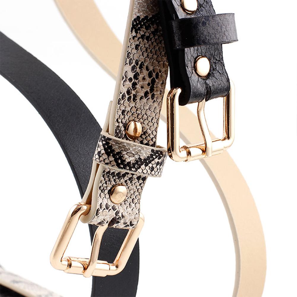 Women Fashion Retro Style All Match Snakeskin Printing Thin Waist Belt