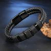 Leather stainless steel bracelet, top and bottom buckle accessories, genuine leather bracelet, men's bracelet jewelry.