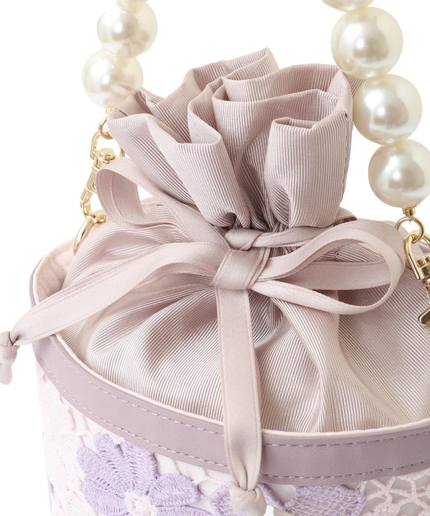 Maison De Fleur Women's Floral Lace 2-Way Bucket Shoulder Bag, Ivory