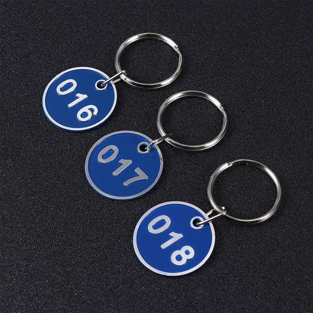 1set Aluminium Metal Luggage Id Tags Key Ring Labels Blue Numbers for Home Office Hotel Organization