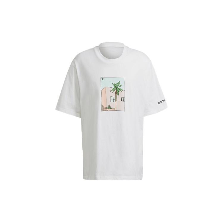adidas originals Printing Pattern Loose Round Neck Sports Short Sleeve White Men s HB1816 XL