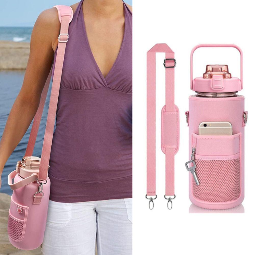 Neoprene Sport Water Bottle Cover Adjustable Shoulder Strap Tumbler Holder Bag  Tumbler