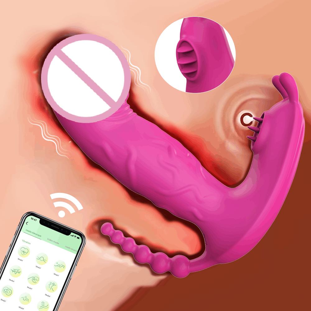 App Bluetooth Control Wearable Dildo Vibrators 9 Vibration Modes G Spot Clitoral Stimulation Rabbit Massager Sex Toys for Women