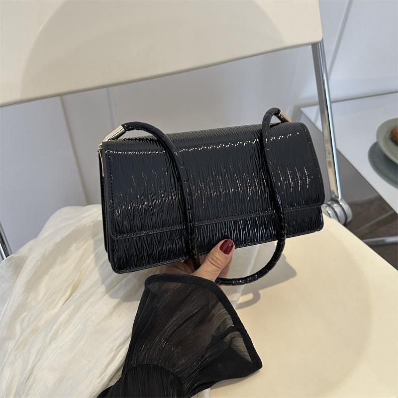 Stylish Black Pu Mini Shoulder Bag For Women Trendy Casual Small Square Purse