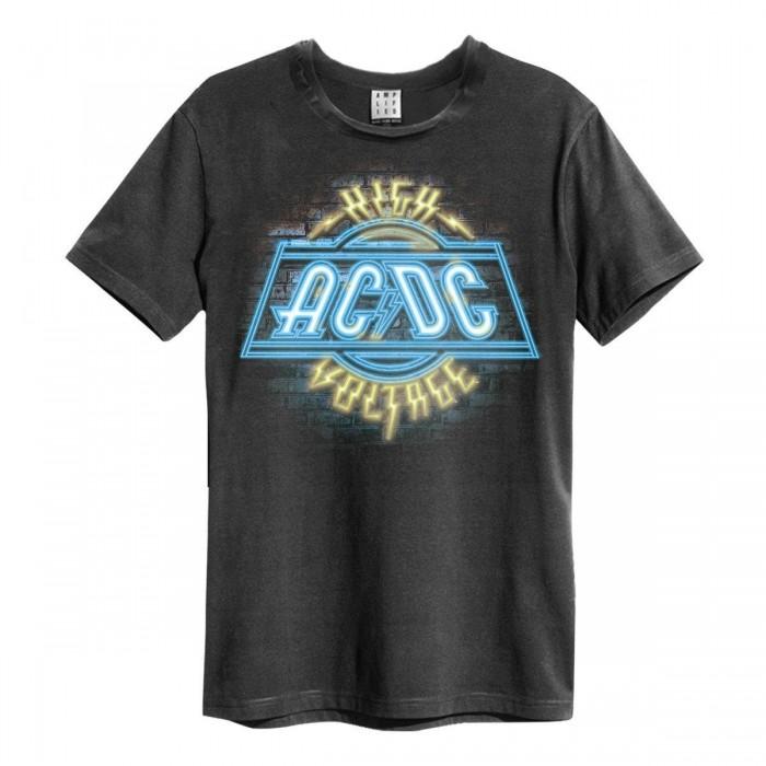 Amplified Unisex Adult High Voltage Neon AC/DC T-Shirt S charbon de bois