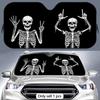 Funny Skeletons Sun Visor Aluminum Foil Windshield Sunshade with Reflective UV Protection Heat Insulation Foldable Design
