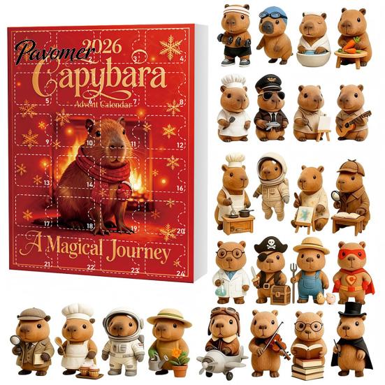 Novelty Gift for Capybara Lovers 2026 Christmas Advent Calendars, 24 Days Countdown with Creative Desk Accessories Cute 2D Hanging Ornaments, Holiday