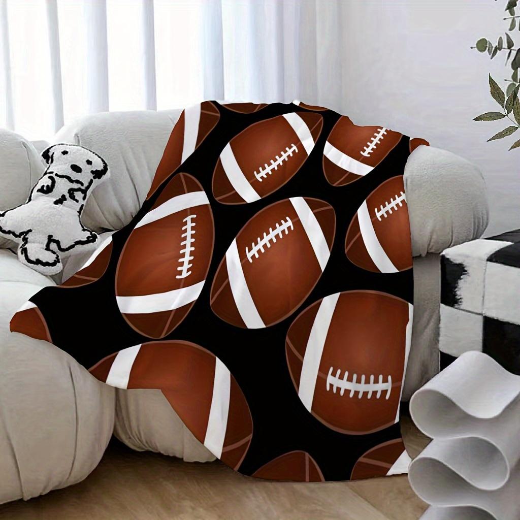 Rugby-Themed Flannel Blanket - American Football Print | Home/Travel/Sports Events | Christmas Decor & Rugby Fan Gift