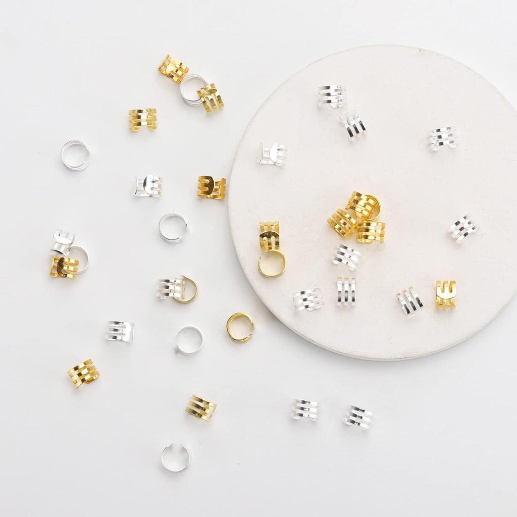 100 Gold & Silver Hollow Hair Rings, European & American Trendy Style, 100 Pieces