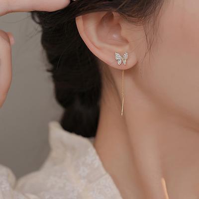 Zircon Butterfly Earrings Delicate Simple Golden Butterfly Earrings