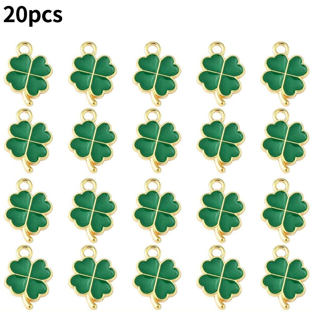 10/20/40 Pieces of Alloy Oil Drop Pendant, Green Clover Pendant, Clover Jewelry, Decorative Accessories, DIY Earrings, Necklaces, Bracelets