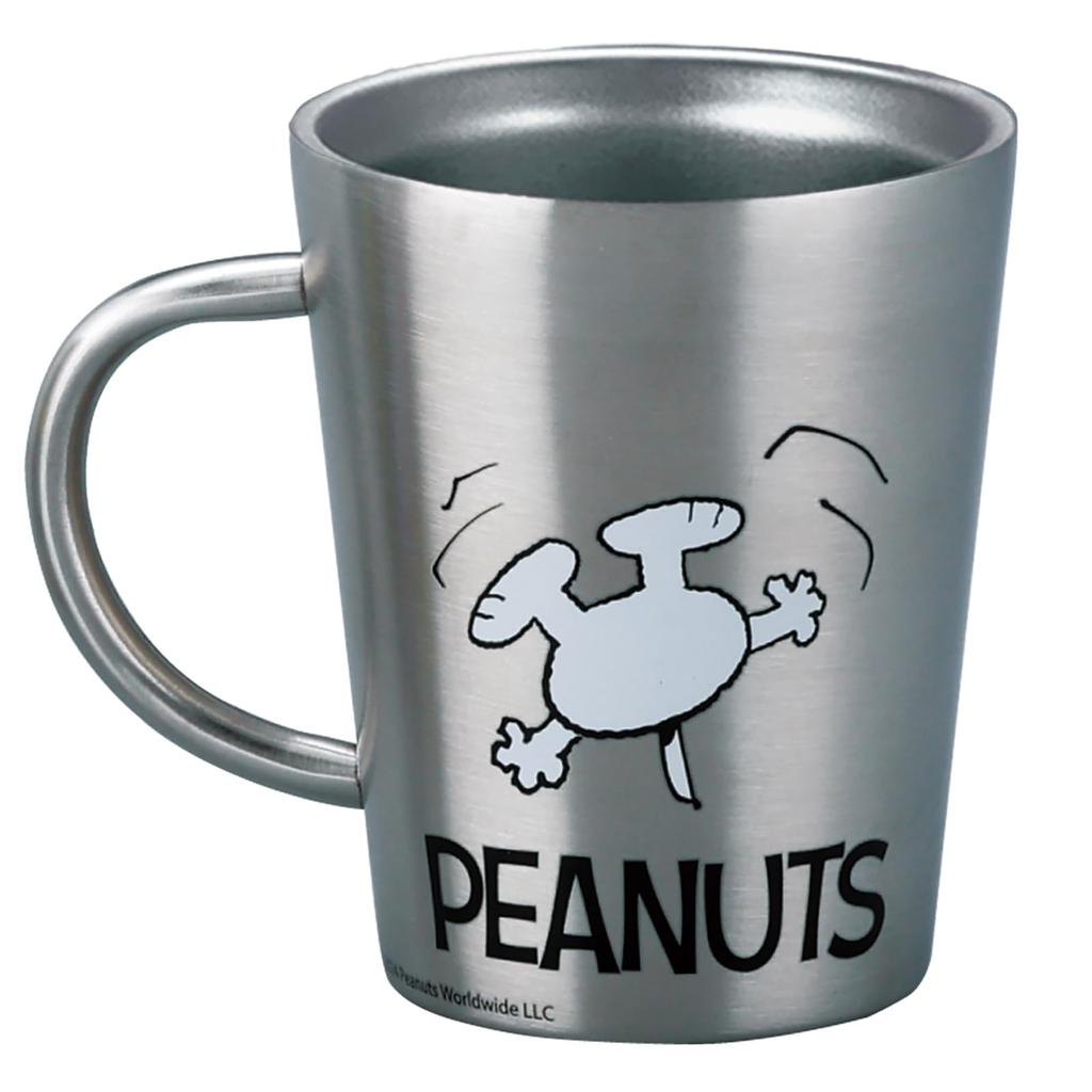 "PEANUTS" Snoopy Double-Walled Stainless Steel Mug, 360ml, Approx. 9 x 11cm, Keeps Drinks at Temperature, Cools Down Easily, Ribbon Design, Snoopy Goo