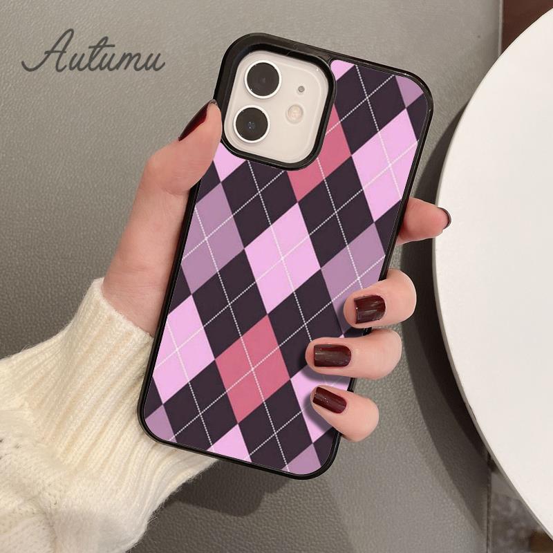 Argyle pouzdro na telefon pro iPhone 11 12 13 14 Pro Max mini X XR XS SE 2020 5 6S 7 8 Plus Samsung Galaxy S21 S22 Kryt skořepina