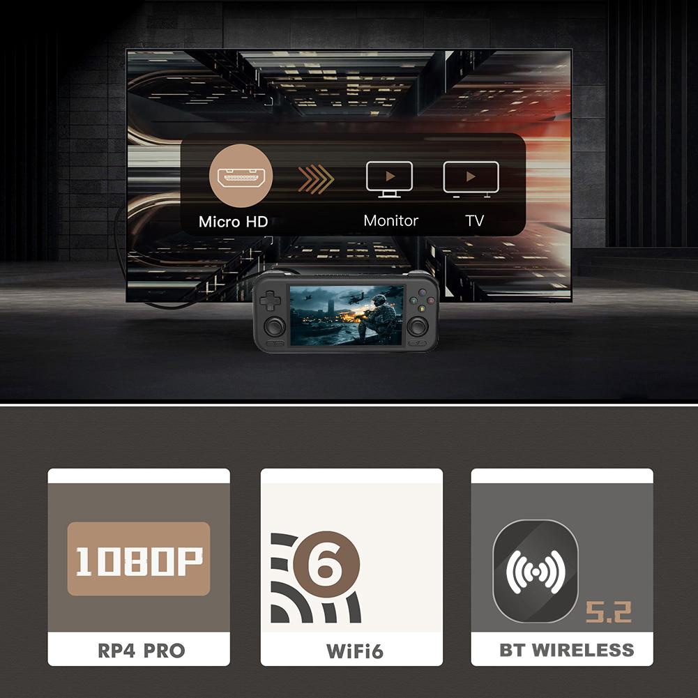 Retroid Pocket 4Pro Android Handheld Game Console 8G+128GB Retro Handheld Game Console 4.7Inch Touch Screen WiFi 6.0 BT 5.2