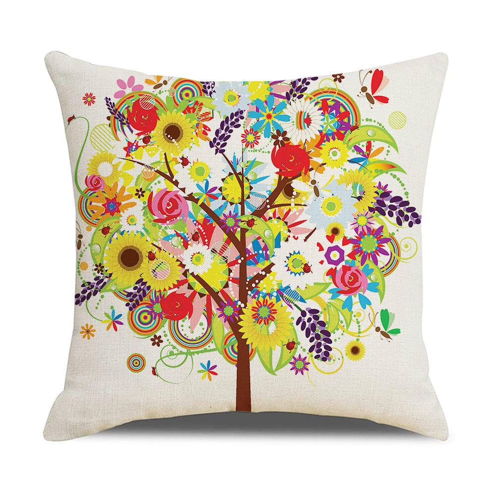 Ins Nordic Style Cartoon Tree Car Sofa Pillow Custom Nap Pillow Lumbar Cushion Cover Home