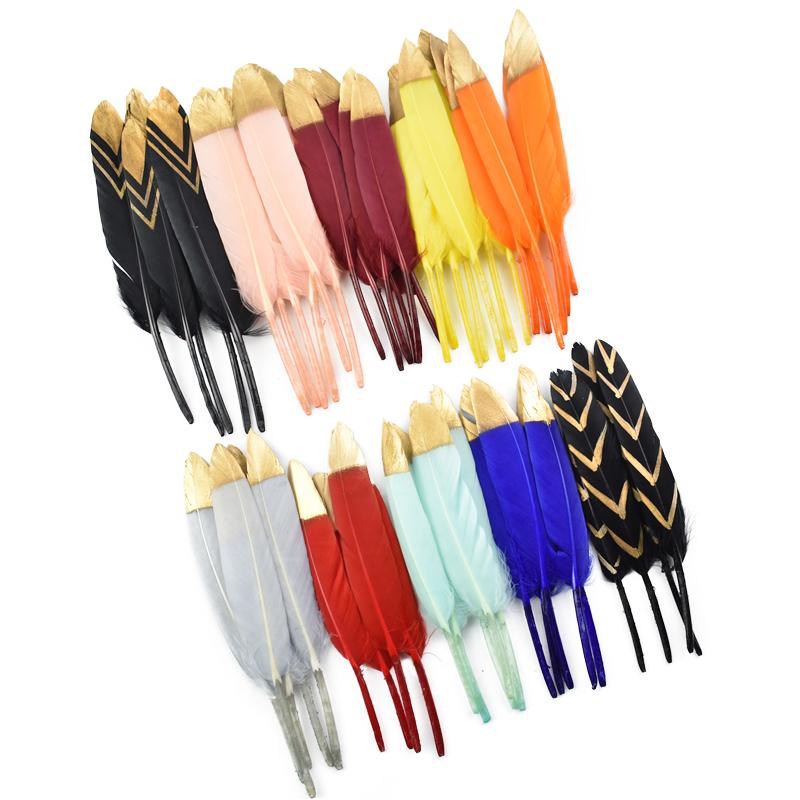 10Pcs/Lot Silver Gold Duck Feathers For Decoration Goose Feather Craft Black White Jewelry Creation Handicraft Accessories Decor