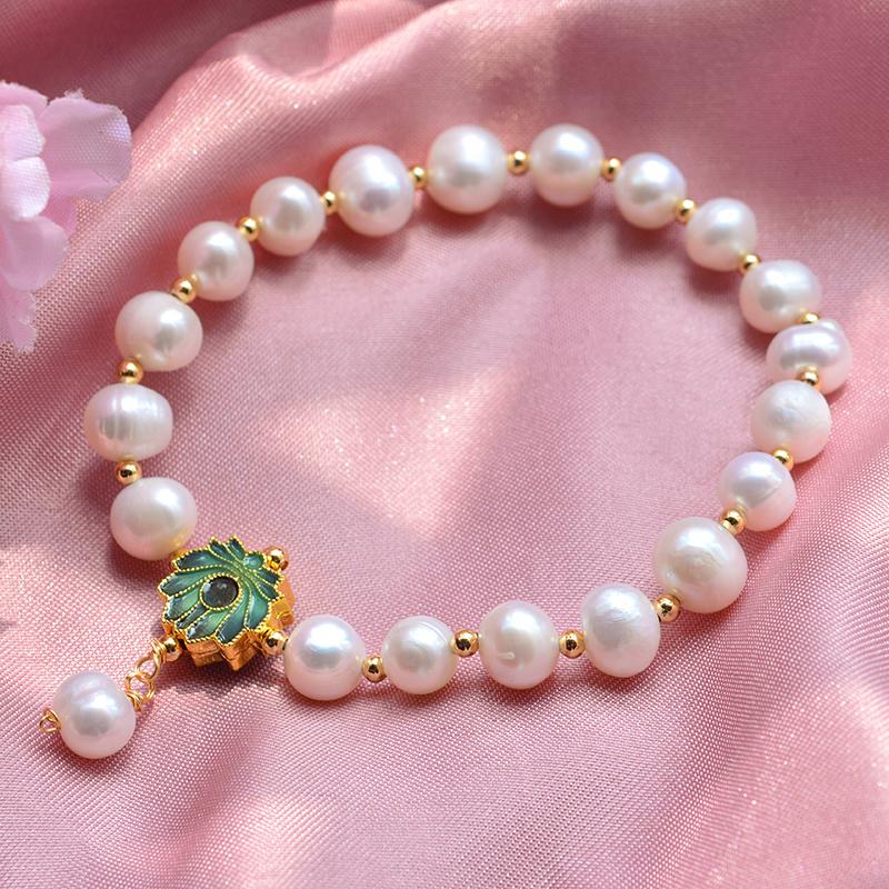 100% Natural Freshwater Pearl Elegant Lotus Flower 14K Gold Filled Female Charm Bracelet Promotion For Women Gifts