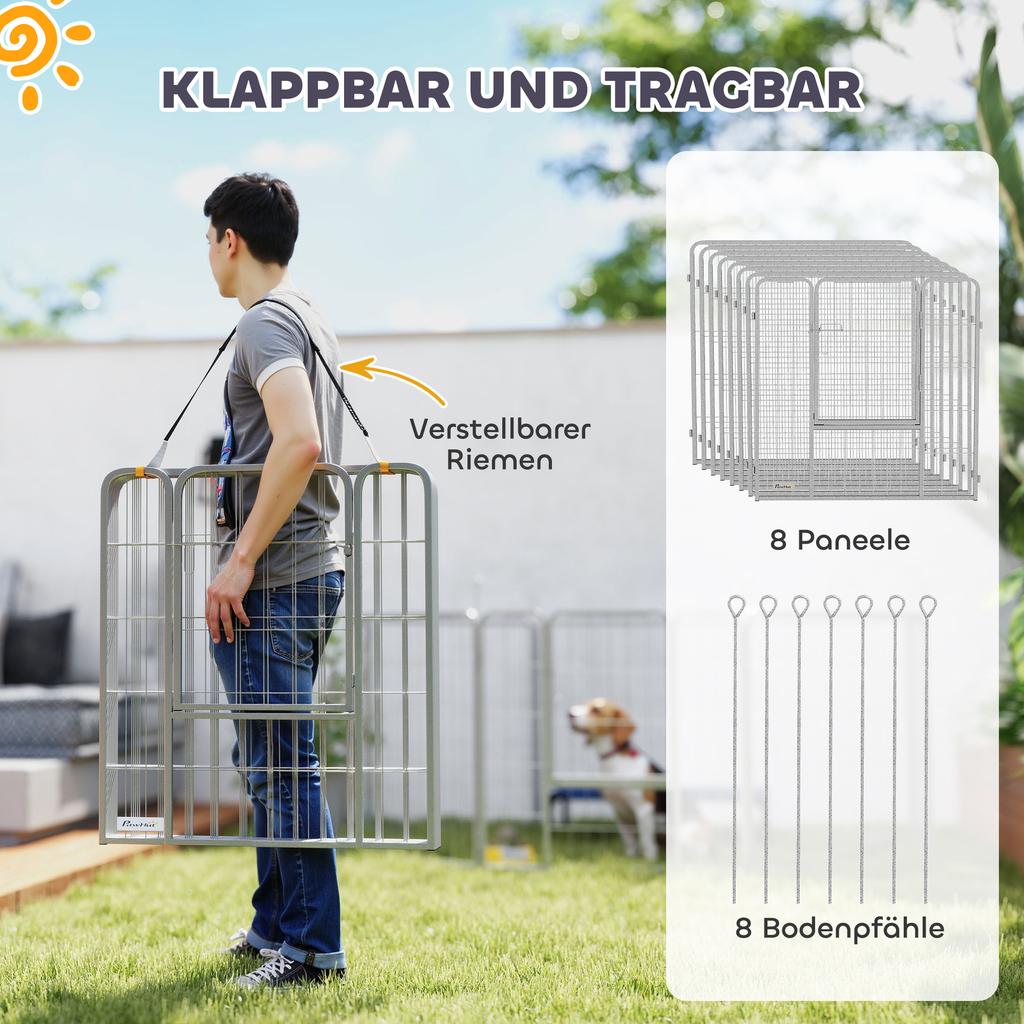Pet Enclosure, Dog Fence, Pet Playground, Flexibly Adjustable, Rustproof Steel