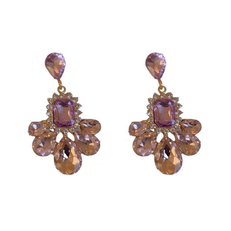 Purple Big Earrings, New Popular High-end Temperament Earrings, Niche Unique Exaggerated Banquet Earrings for Women