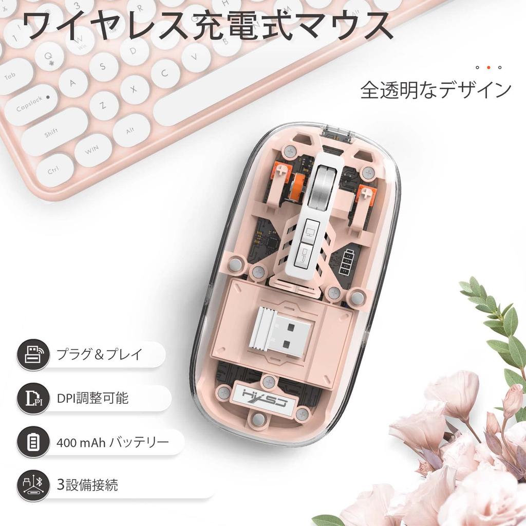 HXSJ T900 Gaming Mouse, a Skeleton Mouse with a Clear Housing, Quiet Operation, Wireless Bluetooth, 2.4G, 3 USB Connection Modes, Ultra-compact and