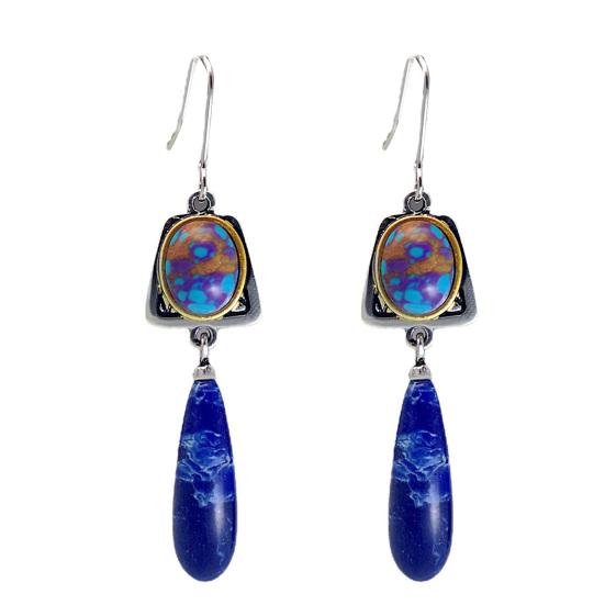 

1 пара женских серег из искусственного синего камня, темпераментные украшения