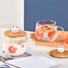 Cartoon Cute Mug High Borosilicate Glass Cups Creative Big Belly Mug with Cover High Temperature Resistant Transparent Water Cup