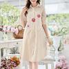 ZANZEA Women Floral Print Casual Turn Down Collar 3/4 Sleeve Stripe Shirt Dress