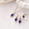 3Pcs Copper Oval Cut Cubic Zirconia Necklace Earrings Rings Set Trendy Banquet Daily Date Zircon Set Gift for Women Girls Her