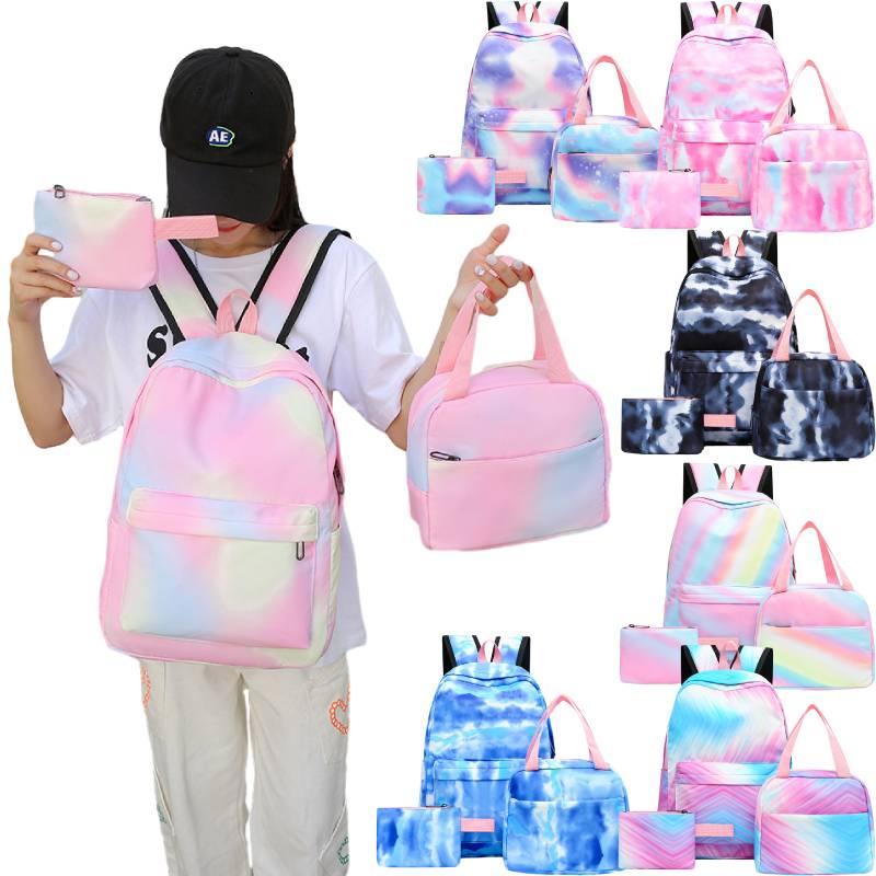 Stylish And Durable Nylon Backpack Set 3 Piece School Bag Lunch Bag And Pencil Case Unisex Design