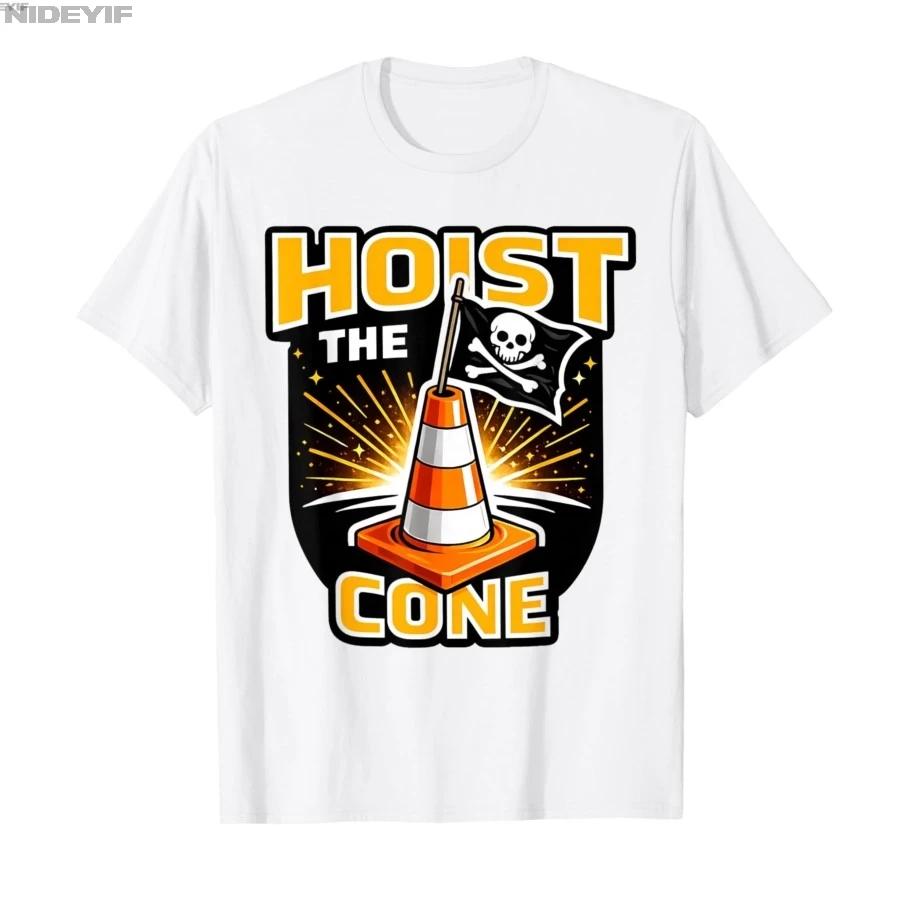 Hoist The Cone Funny Pirate Traffic Cone Graphic Tshirt For Men Women 100 Cotton T Shirts Short Sleeve Tops 04063 S