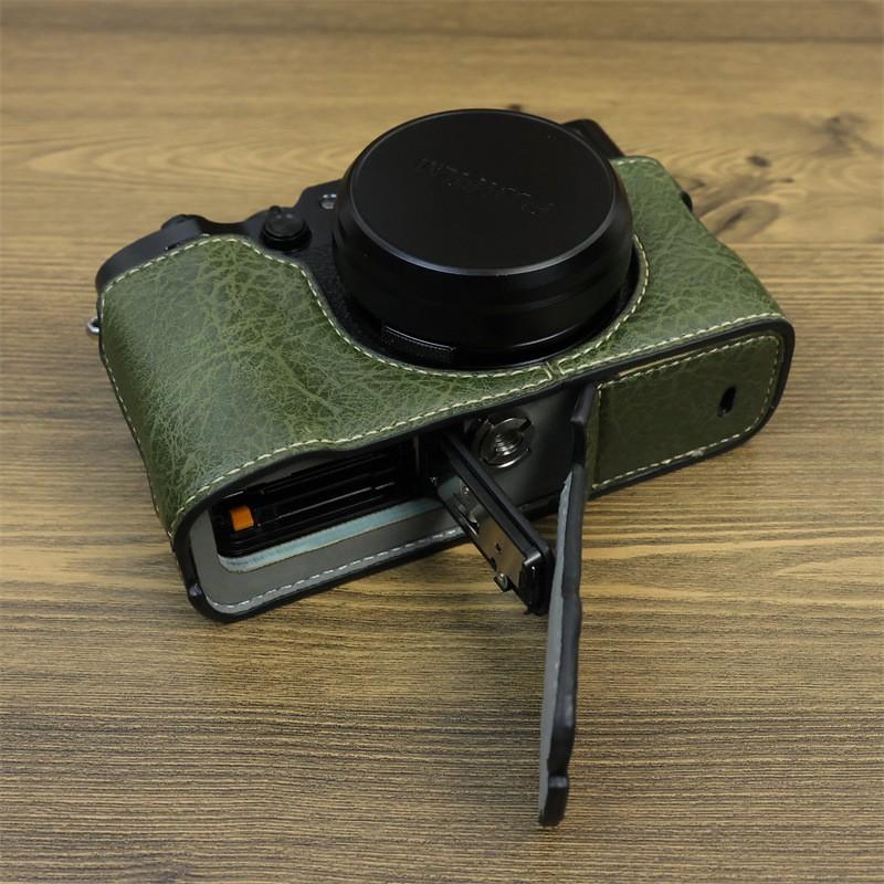 Slim PU Leather Half Case Fujifilm X100VI X100V X100F Compact Camera - Black Tan Olive Green Neutral Style