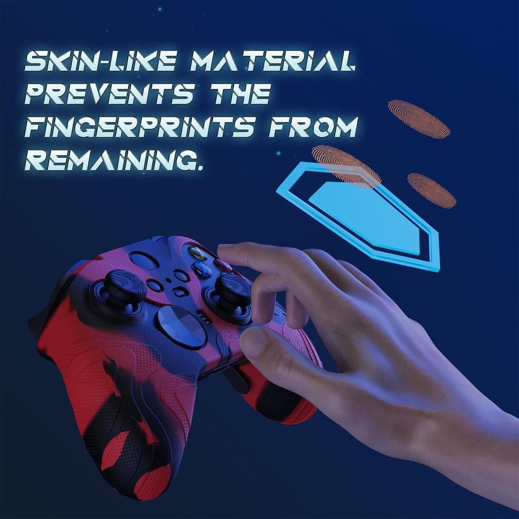 PlayVital Mountain Range Edition Silicone Cover for Xbox Elite Wireless Controller Series 2 Elite Series 2 with Thumb Grips Red Black & Core, Non-Slip