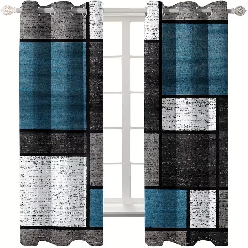 Vikama Geometric Patchwork Curtains Curtain Fabric Home Decoration Suitable Living Room Bedroom Modern Made Of Polyester Window Treatment