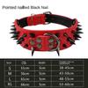 Wide Luxurious Leather Dog Collar Sharp Spike Studded Dog Collars for Rottweiler Pitbull Large X-Large Training Dogs