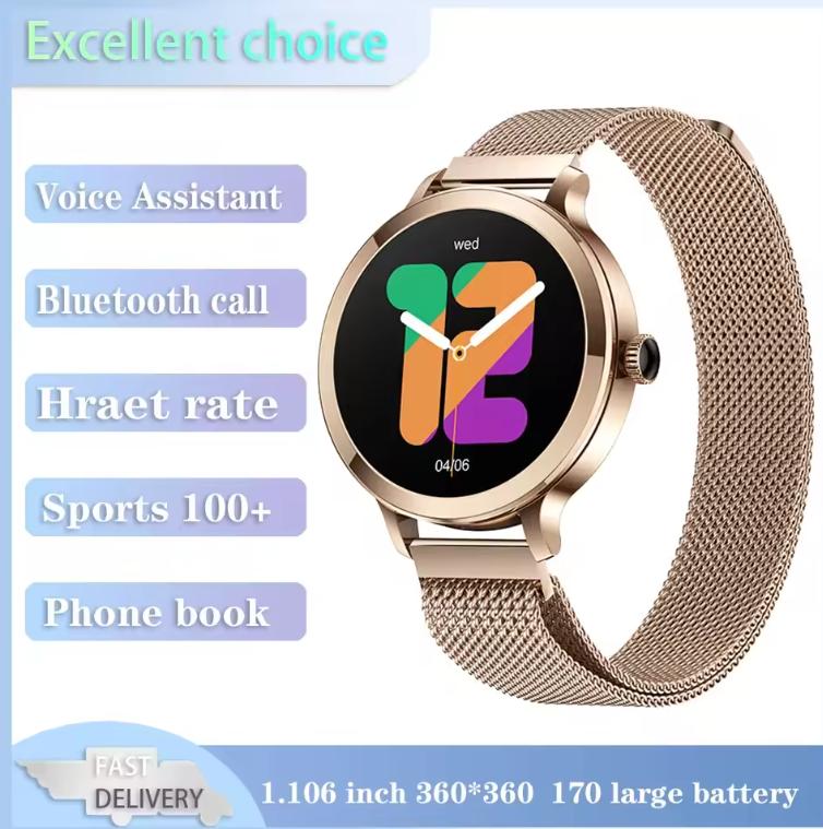 Women Smartwatch AMOLED Bluetooth Call Voice Assistant Healthy Monitoring Sport Waterproof Electronics Smart Watch
