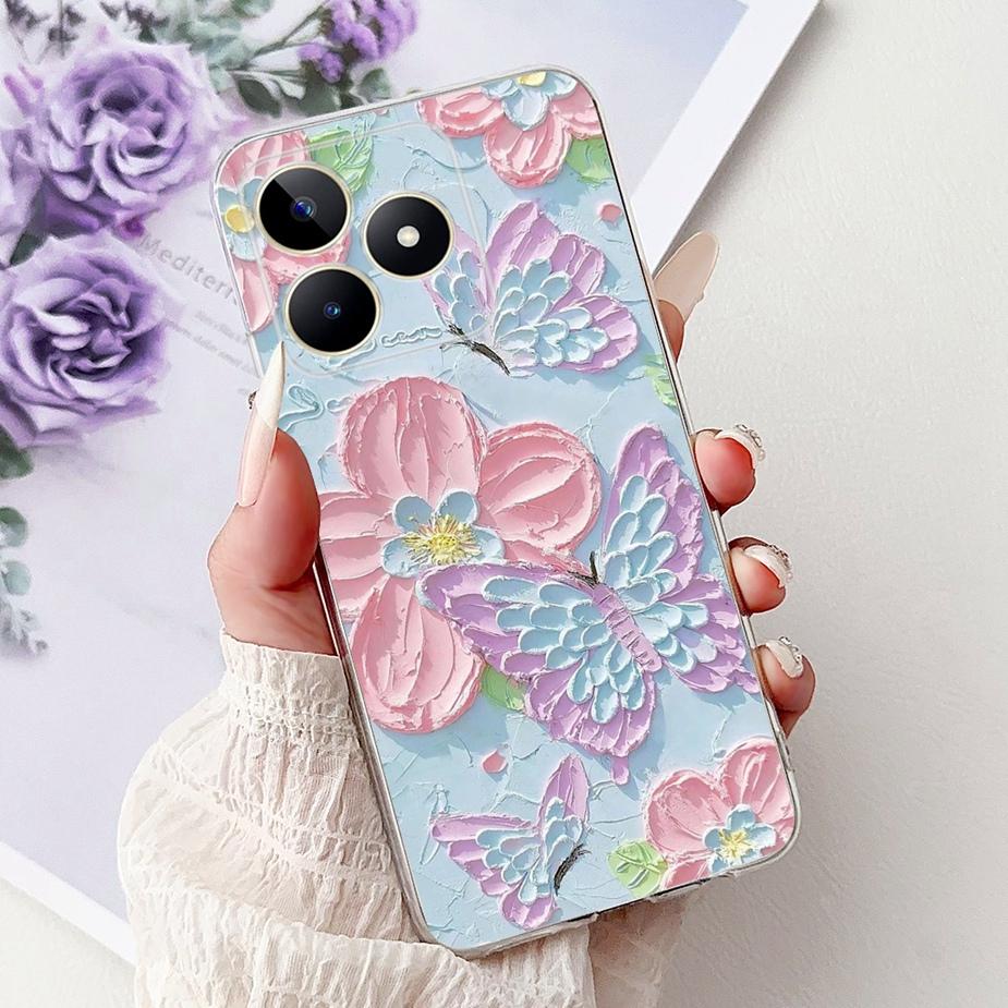 Für Realme Note 50 Hülle RMX3834 Niedliche Katze Bemalte Abdeckung Klare Silikon Weiche TPU Handyhülle Für Realme Note 50 Note50 Fundas Coque