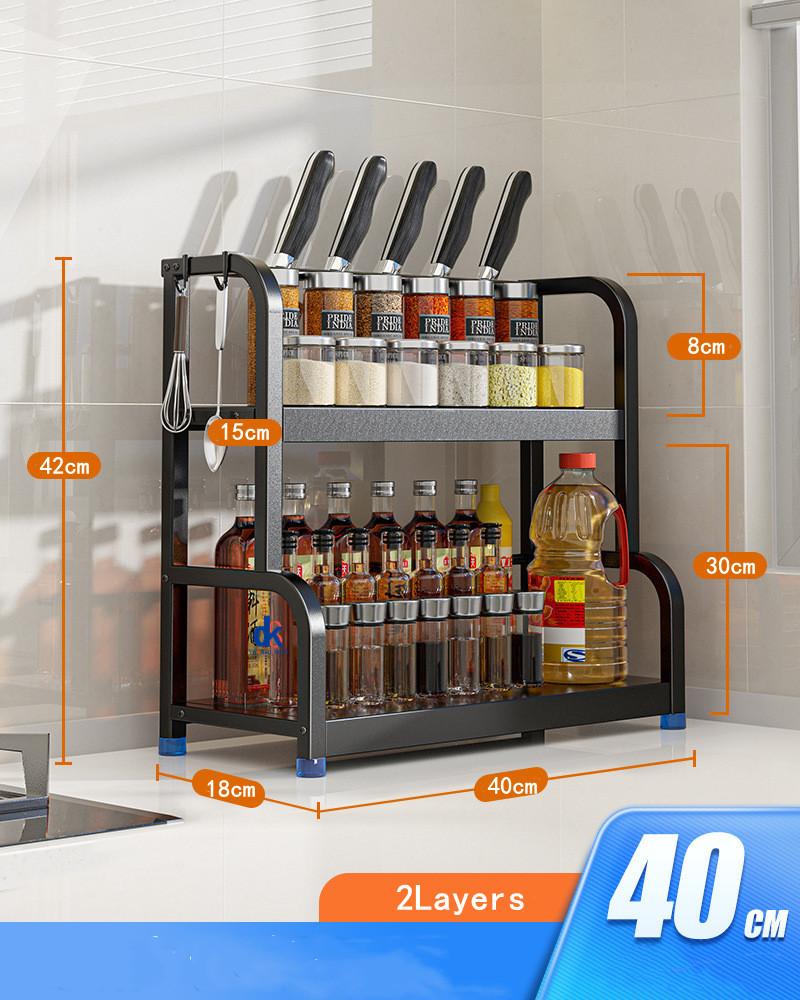 2Layers 3Layers Stainless Steel Kitchen Storage Rack Seasoning Chopsticks Shelf Organizer Knife Jar Household Accessories