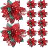 5 buc 14.5cm Sclipici Artificial Crăciun Flori Mreey Decorație Pom de Crăciun Ornamente An Nou Fericit Xmas Flori Artificiale natal
