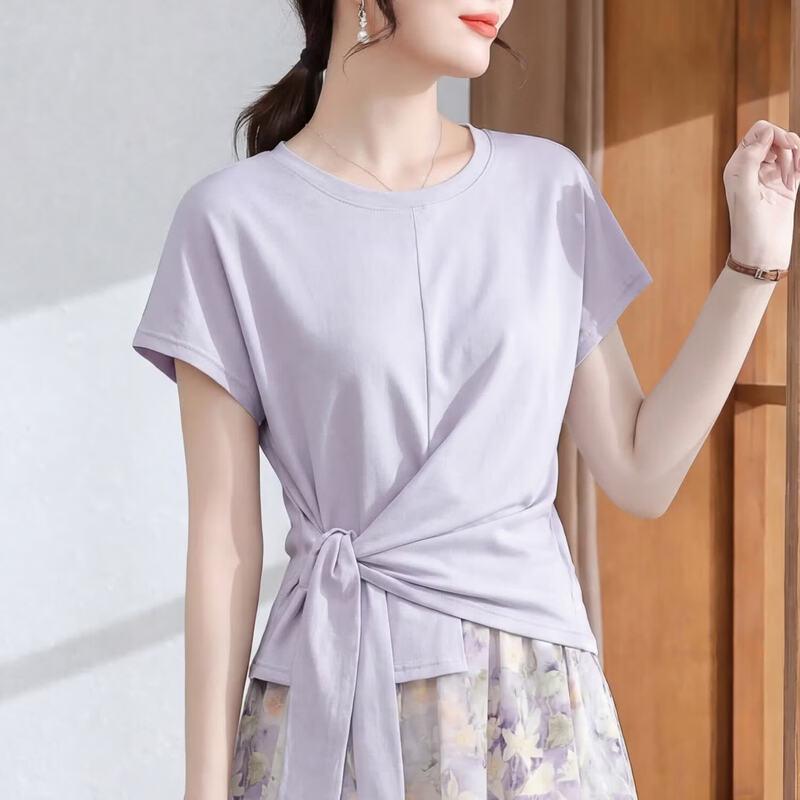 Women s Elegant Summer T-Shirt & A-Line Skirt Set L