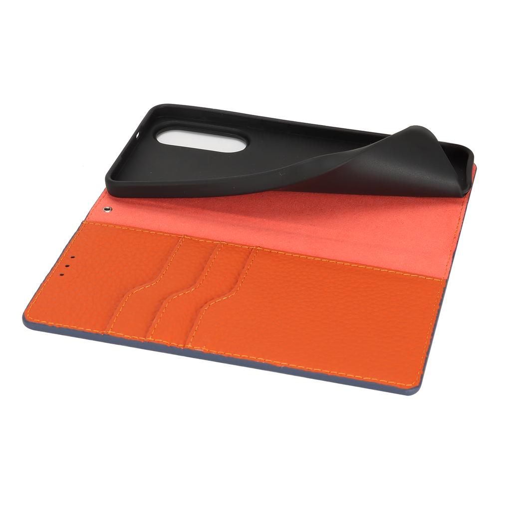 For Samsung Galaxy S25 Edge Wallet Case Genuine Cow Leather Phone Cover Litchi Texture