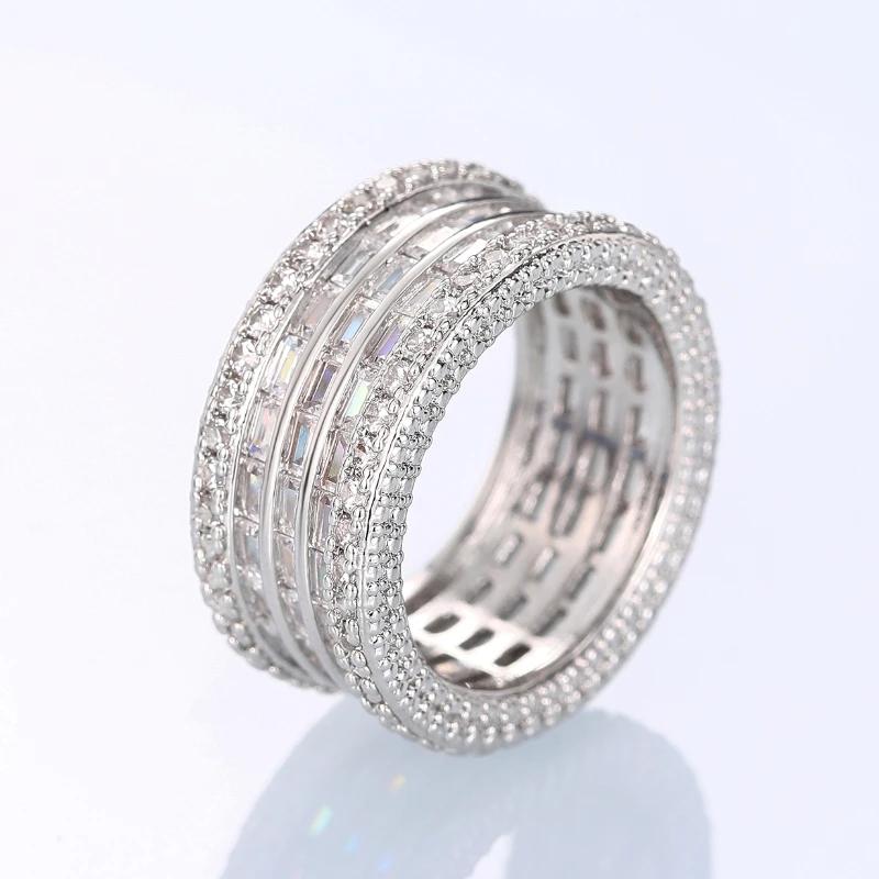 Huitan Brilliant Wedding Engagement Rings for Women Full Inlaid CZ Aesthetic Exquisite Finger Accessories Delicate Party Jewelry