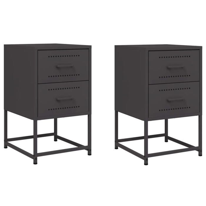 VidaXL Bedside Tables 2 Pcs Black 36x39x60.5 Cm Steel, Cabinet, Side Cabinet, Phone Stand, Bedside Table 846459